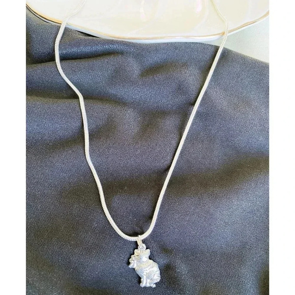 Women's Fashion Metallic Silverplated Necklace with Cat Kitty Pendant Charm - Picture 4 of 5